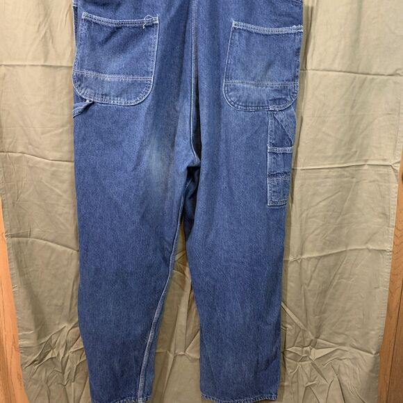 Key Imperial Vintage Denim Work Carpenter Farm Bib Overalls Men 46x30 USA - Picture 6 of 12